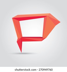 summer red Conceptual polygonal geometric speech bubble. Abstract vector Illustration, low poly style paper. Stylized design element. Background design for banner, poster, flyer, cover, brochure.