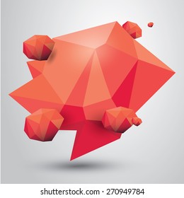 summer red Conceptual polygonal geometric speech bubble. Abstract vector Illustration, low poly style paper. Stylized design element. Background design for banner, poster, flyer, cover, brochure.