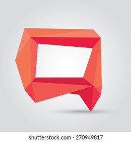 summer red Conceptual polygonal geometric speech bubble. Abstract vector Illustration, low poly style paper. Stylized design element. Background design for banner, poster, flyer, cover, brochure.