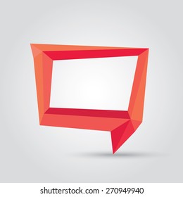 summer red Conceptual polygonal geometric speech bubble. Abstract vector Illustration, low poly style paper. Stylized design element. Background design for banner, poster, flyer, cover, brochure.