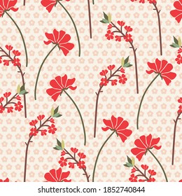 Patrón sin problemas de vectores de flores rojas de verano