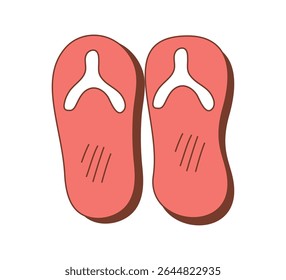 Summer Red Sandals Hand-Drawn Isolated Icons