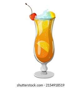 Summer refreshing cocktail. Alcoholic drink. Vector illustration.