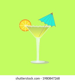 summer refreshing cocktail with martini and orange in a glass