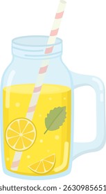 Summer refreshing drink with lemon and mint. Lemonade in a mason jar isolated on a white background