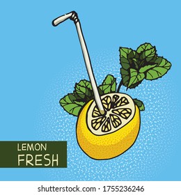 Summer refreshing drink, sketch in bright colors.