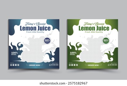 Summer Refreshing And Special Lemon Juice Social Media Post Template And Instagram Banner Ads Promotion Poster Design with mockup .Square poster or a Banner Design Easy to Use for Company. 