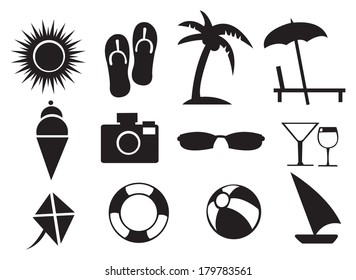 Summer related Isolated objects against white background. Vector illustration.