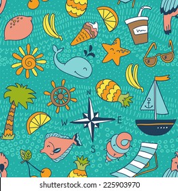 Summer related seamless pattern
