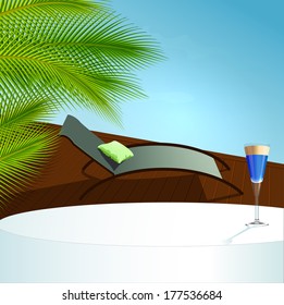 Summer relax concept : pool and cocktail