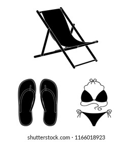 Summer rest black icons in set collection for design. Beach accessory vector symbol stock web illustration.