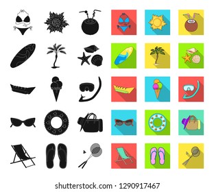 Summer rest black,flat icons in set collection for design. Beach accessory vector symbol stock web illustration.