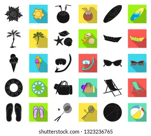 Summer rest black,flat icons in set collection for design. Beach accessory vector symbol stock web illustration.