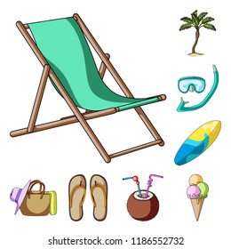 Summer rest cartoon icons in set collection for design. Beach accessory vector symbol stock web illustration.