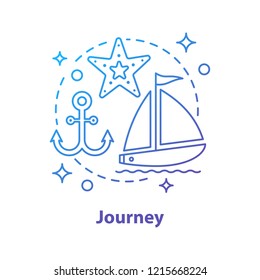 Summer rest concept icon. Journey idea thin line illustration. Sailing. Vector isolated outline drawing