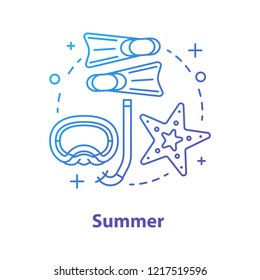 Summer rest concept icon. Swimming idea thin line illustration. Underwater diving equipment. Vector isolated outline drawing