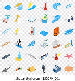 Summer rest icons set. Isometric style of 36 summer rest vector icons for web for any design