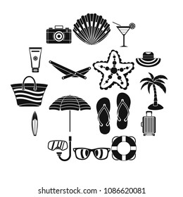 Summer rest icons set. Simple illustration of 16 summer rest vector icons for web