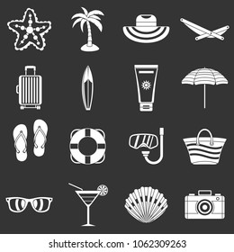 Summer rest icons set vector white isolated on grey background 