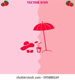 Summer rest vector  icon. Strawberry Background.