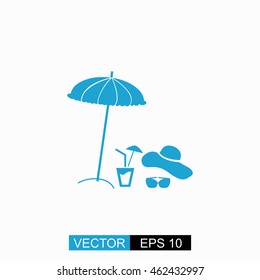 Summer rest vector. Isolated blue icon on white background.