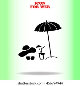 Summer rest web icon. Black illustration on white background