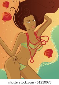 Summer retro beach illustration