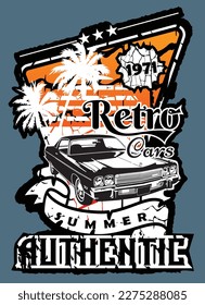 vector de diseño de camisetas de coche retro de verano