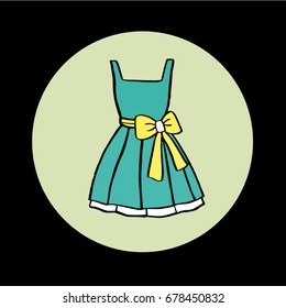 Summer retro dress hand drawn illustration vector