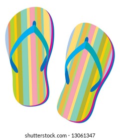 Summer retro flip flops in Vector