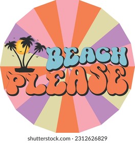Summer retro graphic set of two illustrations. Summer time graphic with car, rainbow, palm trees, flowers and inspirational quote. Hippie style illustration print for T shirt design, poster.