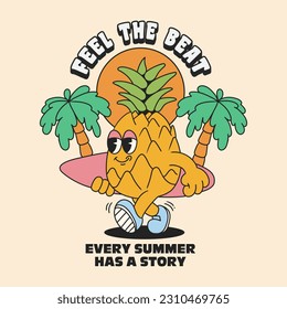 summer retro groovy cartoon character illustration