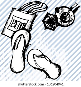 summer retro hand drawn design card Vector illustration can be used for website background and greeting cards or cover decoration