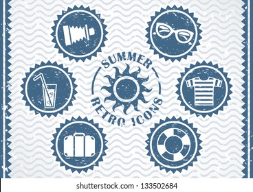 Summer retro icons