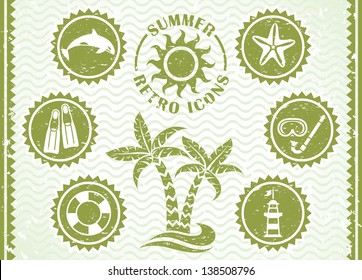 Summer retro icons