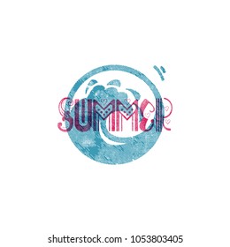 Summer. Retro sign, badge, banner template. Illustration wave of the emblem of summer. It is good for printing posters and as an icon on the site.