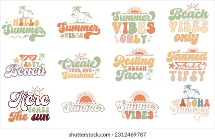 Summer Retro SVG, Retro Design Bundle, Summer Retro SVG Bundle