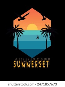 Summer retro t-shirt design for men and women. summer beach vacation t-shirts, retro vintage t-shirt design. Custom t-shirt design.