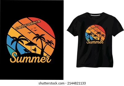 Summer retro vintage t shirt design vector template 
