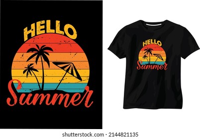 Summer retro vintage t shirt design vector template 
