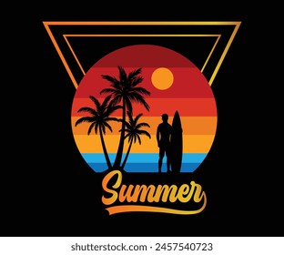 Summer Retro Vintage T-shirt Design Vector .