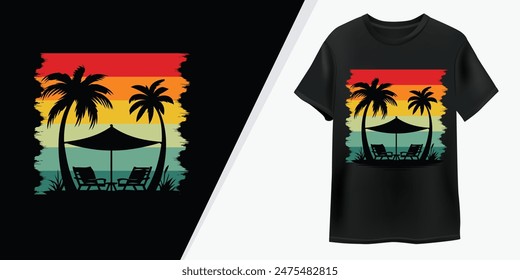 Summer retro vintage t-shirt design for men and women.