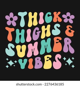 Summer Retro Wavy T-shirt Design
