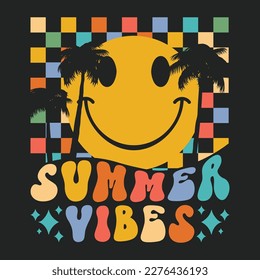 Summer Retro Wavy T-shirt Design