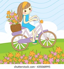 Summer ride bicycle vector