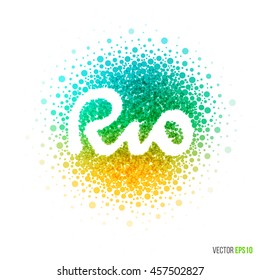 Summer Rio de Janeiro games 2016 beautiful design for greeting card template with particles and artistic explosion effect for holiday, festival and celebration concept. Blue, yellow vector.