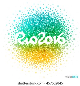 Summer Rio de Janeiro games 2016 beautiful design for greeting card template with particles and artistic explosion effect for holiday, festival and celebration concept. Blue, yellow vector.