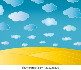 Summer ripe wheat field with beautiful cloudy sky natural background , pattern for your design vector image