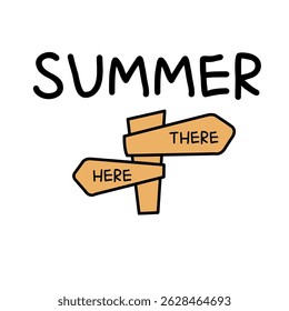 Verano, camino o señal de dirección, icono de Vector aislado sobre fondo blanco