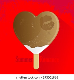 summer romance ice cream background in grunge style